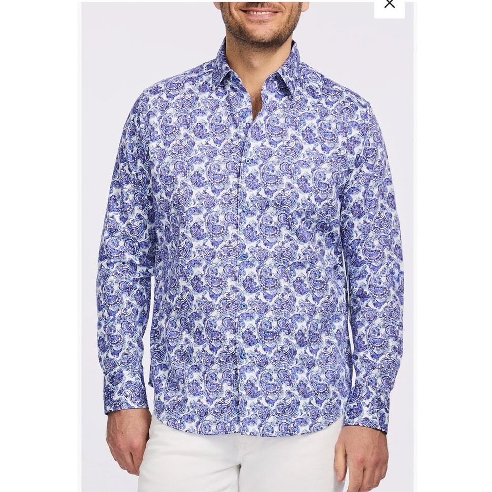 NWT Robert Graham Dorval Cotton Button-Up Shirt Size 3XL